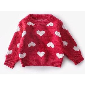 Herfst Winter Baby Meisje Trui Koreaanse Lange Mouwen Gebreide Trui Mode Hart Patroon Kinderen Warme Zachte Knitwear