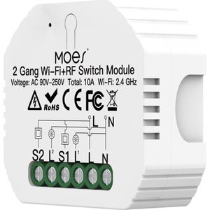 2 Gang Wifi Schakelaar Module Intelligente Lichtschakelaar Verborgen Voice Control Compatibel Alexa/ Google Home App Controle