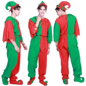 Europese Amerikaanse Volwassen Vrouw Man Kerst Outfit Pak Carnaval Maskerade Kerst Elf Bijpassende Kleding Cosplay Kostuums