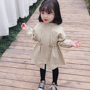 Dfxd Lente Meisjes Jassen Rits Vest Kinderen Bovenkleding Volledige Mouw Solid Windbreaker Kinderkleding Meisjes Trenchcoat