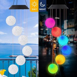 Led Solar Wind Chime Crystal Ball Hummingbird Wind Chime Light Kleur Veranderende Waterdichte Opknoping Solar Licht Voor Huis Tuin