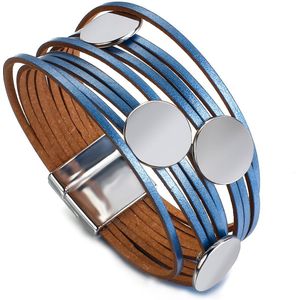 Amorcome Boho Sequin Charm Lederen Armbanden Voor Vrouwen Mode Dames Multilayer Slanke Strips Wrap Armband Vrouwelijke Sieraden