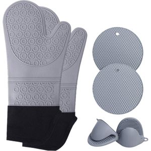 3Pcs Non Slip Pannenlap Tafel Mat Makkelijk Schoon Ovenwant Set Zachte Siliconen Grillen Hittebestendige Bakken Keuken Anti verbranden Bbq