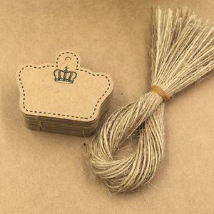 200 stks DIY Kraftpapier Handgemaakte Tag Crown Vorm Kleine Leuke Verpakking Display Tag met 200 stks touw