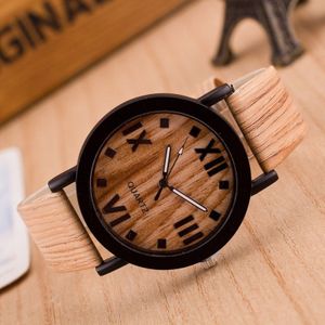 Houten Quartz Mannen Horloges Casual Houten Kleur Lederen Band Horloge Hout Mannelijke Horloge Relojes Relogio Masculino