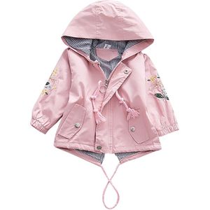 Windjack Kinderen Jassen Peuter Baby Kleding Kids Meisjes Bloemen Hooded Winddicht Jas Uitloper Casual Kleding