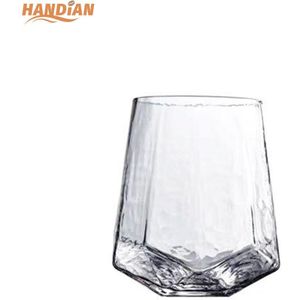 Gehamerd Goud Omrande Glas Cup Vintage Kristal Beker Goud Omrande Champagne Cup Diamant Cup Wijnglas Glaswerk Voor Drinken