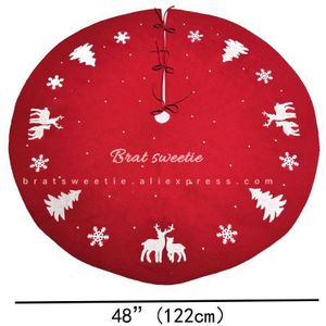 48Inch 122Cm Rode Elanden Sneeuwvlok Kerstboom Rok Rustieke Gebreide Xmas Boom Rok Voor Kerstversiering Indoor Outdoor