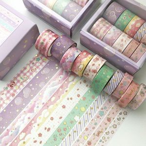 10 Stks/set Kleur Geometrische Rooster Gouden Washi Tape Set Scrapbooking Decoratieve Plakband Papier Japanse Briefpapier Sticker