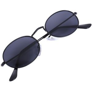 Ovale Zonnebril Mannen Vrouwen Vintage Man Vrouw Retro Zonnebril Ronde Eyewear S8006 Zwart Frame Zwart