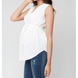 Vrouwen Mouwloze Casual Blouse Shirts Tops V-hals Verstelbare taille moederschap kleding voor kantoor werk zomer zwangere tops