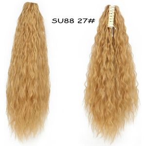 Synthetische Vrouwen Claw Op Paardenstaart Clip In Hair Extensions Golvend Krullend Stijl Paardenstaart Haarstukje Bruin Blond Kapsel