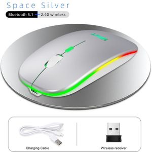 Gaming Muis 3-Speed Dpi Bluetooth 5.1 + 2.4G Dual Mode Opladen Draadloze Muis Rgb Backlight Oplaadbare Muis voor Kantoor Games