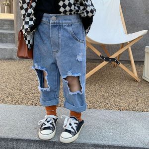 Lente Herfst Meisjes Denim Broek Kindje Broek Kids Flare Jeans Kinderen Broek Mode Skinny Stretchable Gewassen 1-6Y