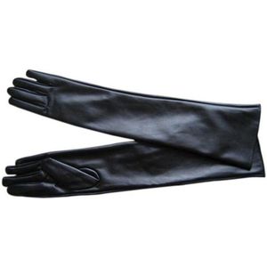 Vrouwen \'s Faux Leather Elleboog Handschoenen Winter Lange Handschoenen Warm Gevoerd Vinger Handschoenen