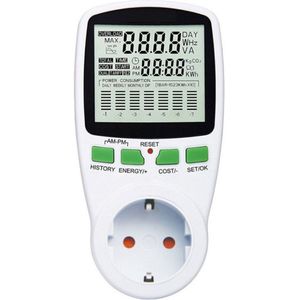 2Pin Watt Met Socket 230V Analyzer Kwh Meting Draagbare Eu Us Plug Elektrische Digitale Thuis Smart Power Meter Wattage monitor