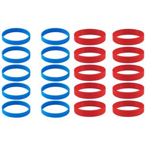 20 Stuks Elastische Polsbandjes Eco-vriendelijke Siliconen Armbanden Waterdicht Duurzaam Rubberen Armband Blank Zwart Rood Bulk