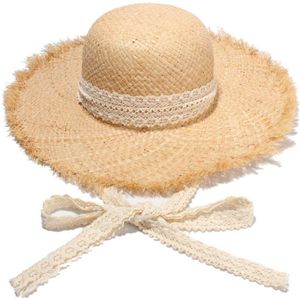 Eenvoudige Handgemaakte Vrouwen Stro Zon Hoeden Grote Brede Rand Gilrs Natuurlijke Raffia Panama Beach Straw Zon Caps Voor