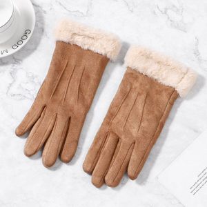 Vrouwen Handschoenen Winter Touchscreen Vrouwelijke Suede Furry Warm Volledige Vinger Handschoenen Lady Winter Outdoor Sport Rijden Handschoenen