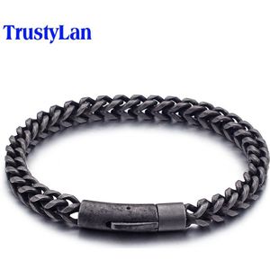 6Mm Link Chain Armband Mannen Cool Black Rvs Vriendschap Heren Armbanden Voor Man Vintage Op Hand sieraden