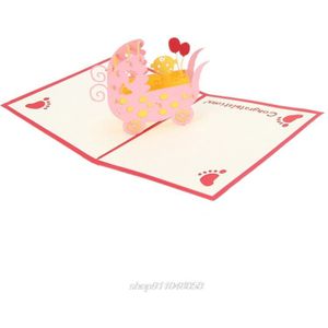 3D Baby Carriagesgreeting Kaart Up Papier Gesneden Postkaart Verjaardag Party F19 21