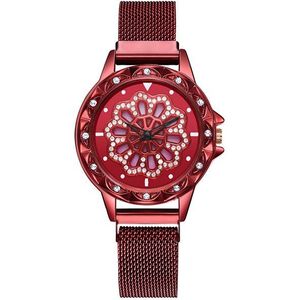 Vrouwen Armband Horloges vrouwen Roterende Magnetische Lucky Horloge Mode Dames Kristal Quartz Horloges reloj femenino