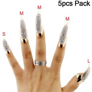 Gothic Punk Vinger Armor Strass Valse Nagel Talon Paw Cat Woman Claw Vinger Ring Halloween Kostuum Cosplay Accessoires