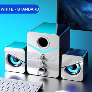 3Pcs Computer Speaker Blauwe Led Surround Sound Subwoofer Muziek Speaker Voor Laptop Pc Telefoon Stereo Bluetooth 5.0 Luidspreker