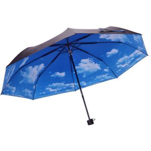 YADA Zomer Blauwe Hemel Witte Wolken Patroon Vouwen Regenachtige Paraplu Anti-Uv Regendicht Zon Bescherming Parasol Paraplu Vrouwelijke YS008