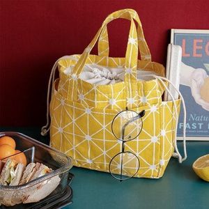 Casual Draagbare Lunch Tas Dots Geïsoleerde Canvas Thermische Voedsel Picknick Lunch Tassen Voor Vrouwen Kids Cooler Lunchbox Tas Tote