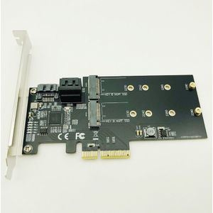 SATA Raid Controller SATA Raid M.2 PCI Express Raid Card 2 Poort SATA3.0 6Gbps + 2 Poort M.2 NGFF SSD B Key Ondersteuning RAID0 RAID1 AHCI