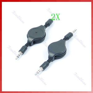 3.5Mm Kabel Aux Intrekbare Extra Cord Voor Ipod Auto MP3 Zwart X3UD