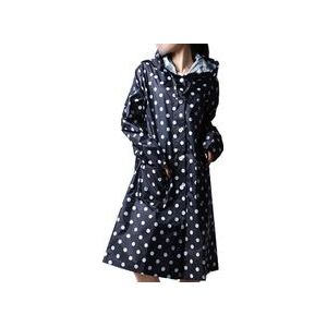 Outdoor Vrouwen Waterdicht Rijkleding Poncho Pocket Polka Dot Hooded Knie Lange Regenkleding Nylon Marineblauw Best Selling