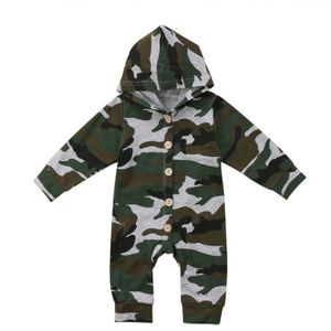 0-24M Camouflage Baby Baby Jongen Meisje Hooded Romper Jumpsuit Outfits Herfst Kleding