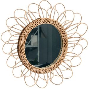 Ruimtebesparend Interieur Badkamer Muur Opknoping Art Deco Compact Clear Draagbare Spiegel Ronde Woonkamer Rotan Dressing