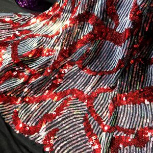 125*100Cm Fuscia Rode Lovertjes Prom Dame Jurk Applique Diy Sluier Kant Stof Patch