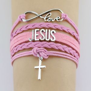 Hand-Gebreide Jezus Christelijke Bijbel Kruis Armband Gevlochten Armband