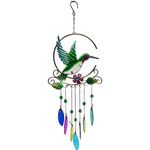 Glas Hummingbird Kingfisher Windgong Suncatcher Outdoor Metalen Opknoping Bell Yard Tuin Decoratie Handgemaakte Craft Windchime