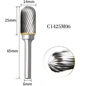 Carbide Wolfraam Staal Slijpen Hoofd 1Pcs C-Type Single Slot Cilindrische Balhoofd Frees Houtbewerking Roterende Bestand 6-16Mm