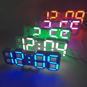 5 Kleuren Originele 3D Led Tafel Klok Moderne Wandklok Digitale Horloges 12/24 Uur Display Klok Mechanisme Alarm Snooze Desk