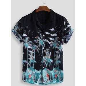 Feitong Mannen Shirt camisa masculina Boom Gedrukt Loose Beachwear Korte Mouwen Casual Button Hawaiian Shirt