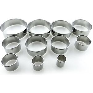 11 Stks/set Rvs Ronde Cookie Biscuit Snijders Cirkel Gebak Snijders Metalen Bakken Cirkel Ring Mallen Voor Fondant Taart