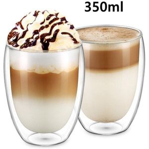 80/250/350/450Ml Koffie Mokken, Clear Double Wall Isolatieglas Voor Koffie, thee, Latte, Cappuccino