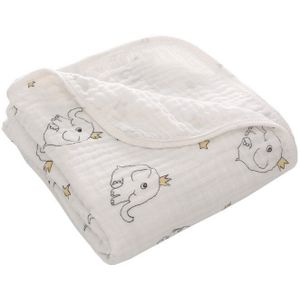 110*150Cm 2-Layer Witte Mousseline Inbakeren Wrap Baby Deken 100% Katoen Zacht Grijze Ster Verpleging Cover baby Bad Handdoek Play Mat