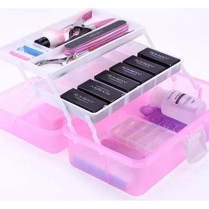 Hand-held Desktop Opbergdoos Plastic Schaar Make-Up Organizer Sieraden Nagellak Pen Container Manicure Tool Case Decor