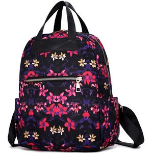 Vrouw Bloemenprint Tas Mode Casual Elegante Bankpack Luxe Laptop Rugzak Bolsa # G3