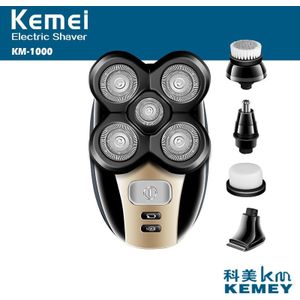 Kemei 5 In 1 Elektrische Scheerapparaat Mannen Nose Hair Trimmer Wasbare 4D Drijvende Blade Hoofd Scheren Baard Trimmer Scheerapparaat Neus haar Cutter
