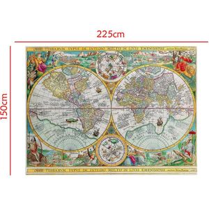 150X225 Cm Orbis Terrarvm Typvs De Integro Multis In Locis Emendatus 1594 Non-woven Wereldkaart Retro kaart Voor School En Leerling