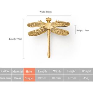 Dragonfly Kabinet Knoppen En Handgrepen Massief Messing Meubels Handvat Kast Kledingkast Minimalistische Decoratie Satijnen Brass Lade