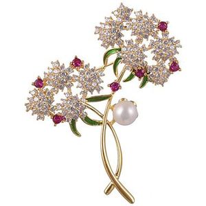 Hongye Grote Bloem Zoetwater Parel Broche Voor Vrouwen Broche Pin Boeket Zirkoon Broches En Pinnen Sjaal Clip Sieraden